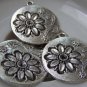 Antique Silver Round Flower Medallion Charm Pendants Set of 10 A5222