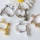10 pcs Screw In Leverback Ear Clips Findings 12mm Flat Pad Size 4mm Silver A7519