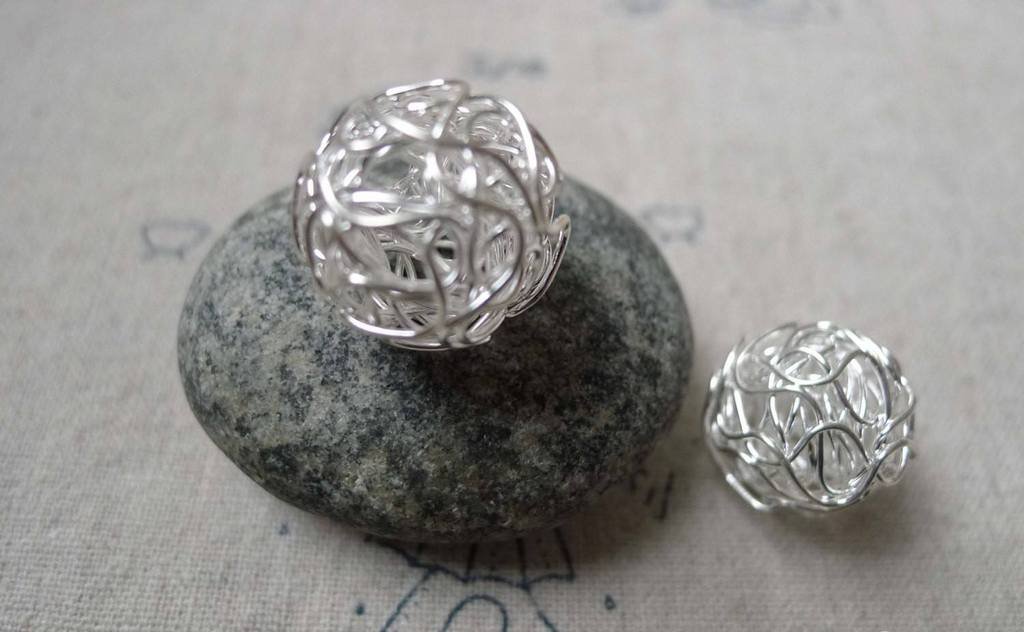 10 pcs Silver Tone Iron Wire Knots Ball Beads Size 16mm A6063