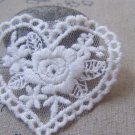 10 pcs White Floral Heart Cotton Lace Doily A4840