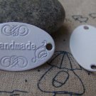 10 pcs White Spray Paint Oval Handmade Connector Charms  A999