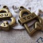 10 pcs Antique Bronze Love You Heart Charms 18x20mm A519