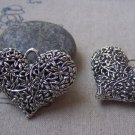 2 pcs Antique Silver 3D Heart Pendants HEAVY WEIGHT A4936