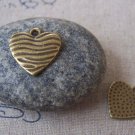 20 pcs Antique Bronze Water Wave Heart Charms 15x16mm A4541