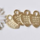 40 pcs Light Gold Heart Charms Double Sided 12x15mm A5460