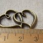Antique Bronze Double Heart Charms Pendants Set of 10 A1521