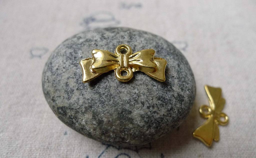 20 pcs Gold Plated Bow Tie Knot Connector 8x20mm A5955