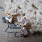 Light Gold Brass Bow Tie White Zircon Connectors 6x10mm 2 pcs