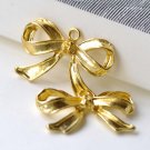 SALE Gold Bowtie Knot Charms 18x29mm Set of 10 A8070