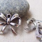 Silver Bow Tie Charms Bowite Knot 19x22mm Set of 20 pcs A2900