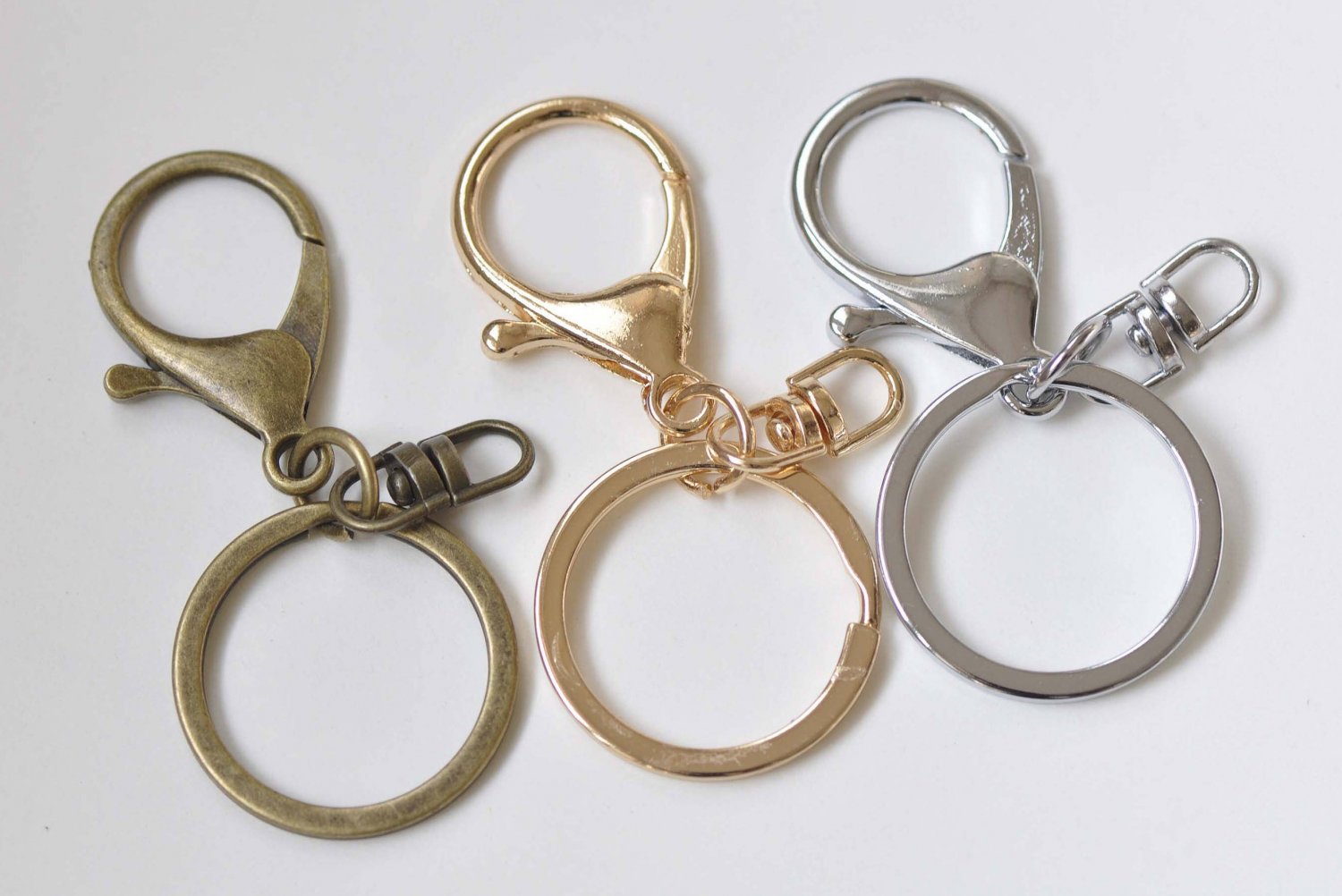 10 pcs Large Keychain Key Ring Clasps Antique Bronze/Light Gold/Rhodium Light Gold A4870