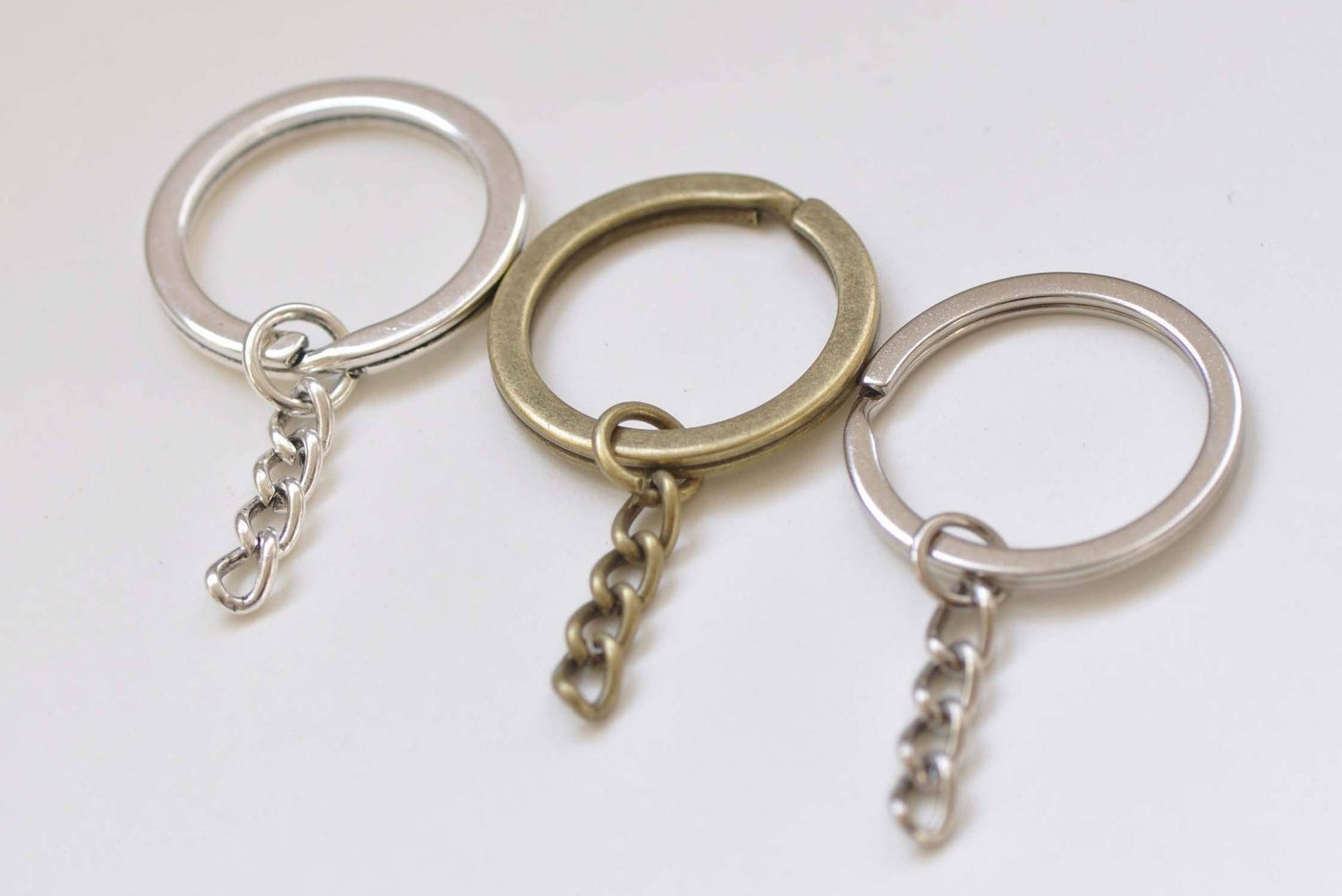 10 pcs Simple Keychain Fob Key Ring Antique Bronze/Silver/Platinum Antique Silver A5274