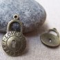 10 pcs of Antique Bronze Round Lock Charms 13x21mm A2787