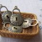 10 pcs of Antique Bronze Round Lock Charms 13x21mm A2787