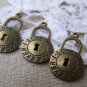 10 pcs of Antique Bronze Round Lock Charms 13x21mm A2787