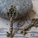20 pcs Antique Bronze Filigree Key Charms 10x28mm A2289