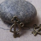 20 pcs Antique Bronze Heart Key Charms 12x19mm A4864