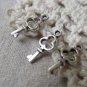 50 pcs of Antique Silver Tiny Skeleton Key Charms 7x16mm A7243