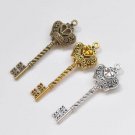 Antique Bronze/Silver/Gold Twisted Crown Key Charms 20x61mm Antique Bronze / 20 pcs