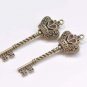 Antique Bronze/Silver/Gold Twisted Crown Key Charms 20x61mm Antique Bronze / 20 pcs