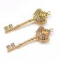 Antique Bronze/Silver/Gold Twisted Crown Key Charms 20x61mm Antique Silver / 20 pcs