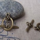 10 sets of Antique Bronze Lovely Spiral Flower Toggle Clasps A236