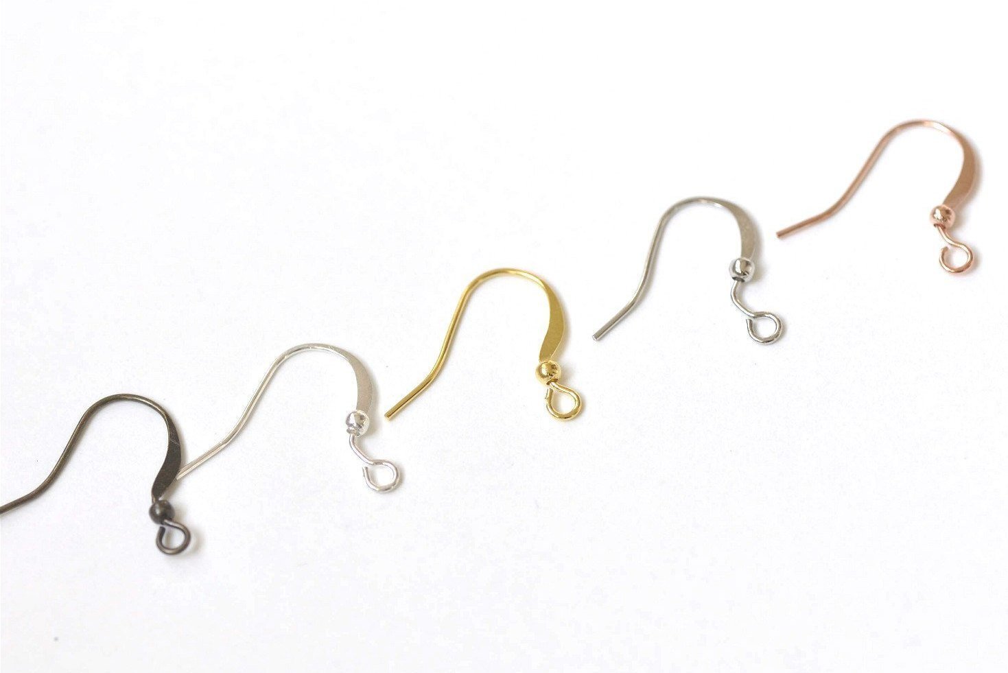 100 Flat Fish Hook Earwire Antique Bronze/Silver/Gold/Platinum/Rose Gold Gold A3312