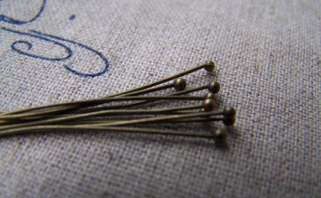 100 pcs Antique Brass Ball End Headpin - 25G - 30mm A3326