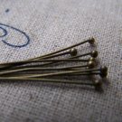 100 pcs Antique Brass Ball End Headpin - 25G - 30mm A3326