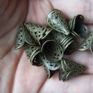 100 pcs Antiqued Bronze Filigree Cone Bead Caps 16x16mm A2716