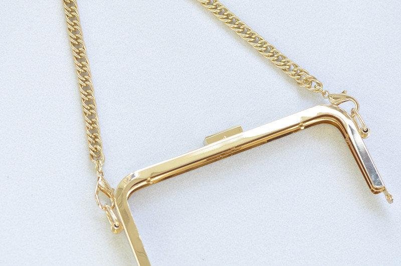 10mm Purse Frame Chain Antique Gold Flat Handbag Chain With Lobsters 170cm