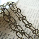 16ft (5m) Antique Bronze Brass Long And Short Oval Flat Chain  A4075