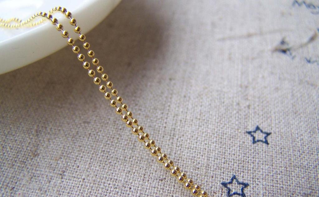 16ft (5m) Gold Tone Brass Bead Chain 1.2mm A3948
