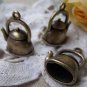 10 pcs of Antique Bronze 3D Tea Kettle Tea Pot Charms 17x19mm A3274