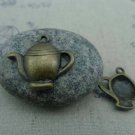 10 pcs of Antique Bronze Half Teapot Pendant Charms 20x22mm A3271