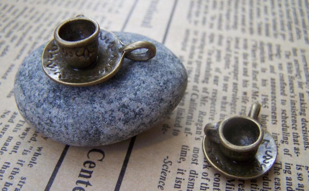 10 sets of Antique Bronze Coffee Cup Charms Pendants 18.5mm A1341