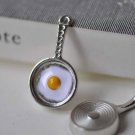 6 pcs Frying Pan Egg Pendants Antique Silver Cooking Charms A7873