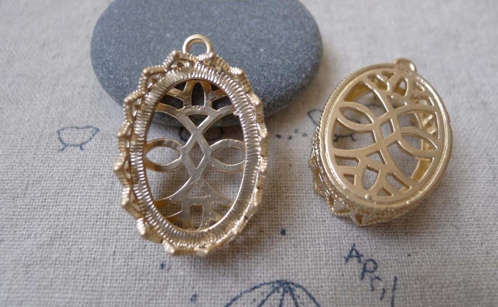 2 pcs Matte Gold Oval Base Settings Match 18x25mm Cameo  A7152