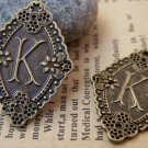 10 pcs Antique Bronze Letter K Oval Connector Charms A1986