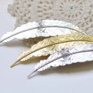 2 pcs Silver/Gold/Platinum Feather Hair Clip Large French Barrette Silver A8482