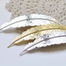 2 pcs Silver/Gold/Platinum Feather Hair Clip Large French Barrette Gold A8483