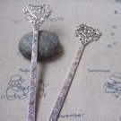 2 pcs Tibetan Silver Love Birds Heart Hairpins Bookmarks A4921