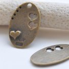10 pcs Antique Bronze Oval Heart Charms 17x26mm A5447