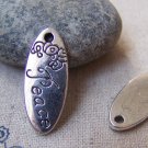10 pcs Antique Silver Oval Floral Peace Tag Charms A3089