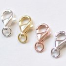 4 pcs 925 Sterling Silver Parrot Lobster Clasps 8mm With Jump Ring 24K Gold