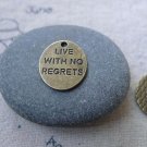 20 pcs Antique Bronze Live With No Regrets Oval Charms Pendants A7598