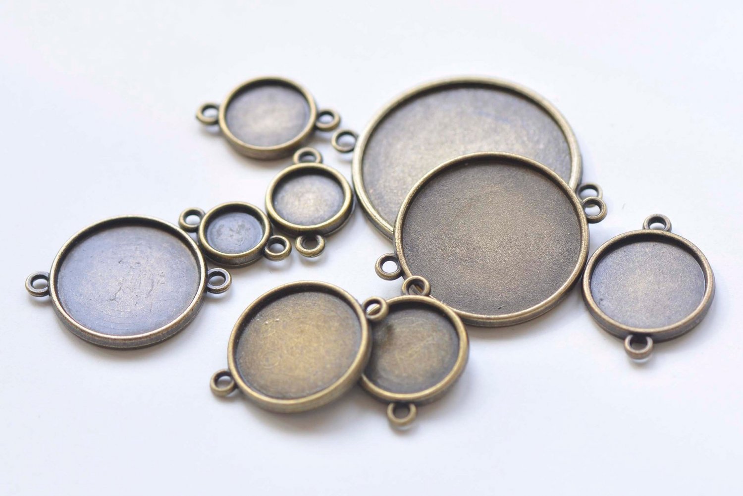 20 pcs Antique Bronze Double Sided Cameo Base Setting Tray Connector 8mm A8092