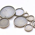 20 pcs Antique Bronze Double Sided Round Cameo Base Setting Tray 8mm A5650