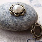20 pcs Antique Bronze Round Flower Cameo Bezel Base Settings A3195