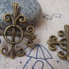 10 pcs Antique Bronze Filigree Lily Flower Cross Charms A382
